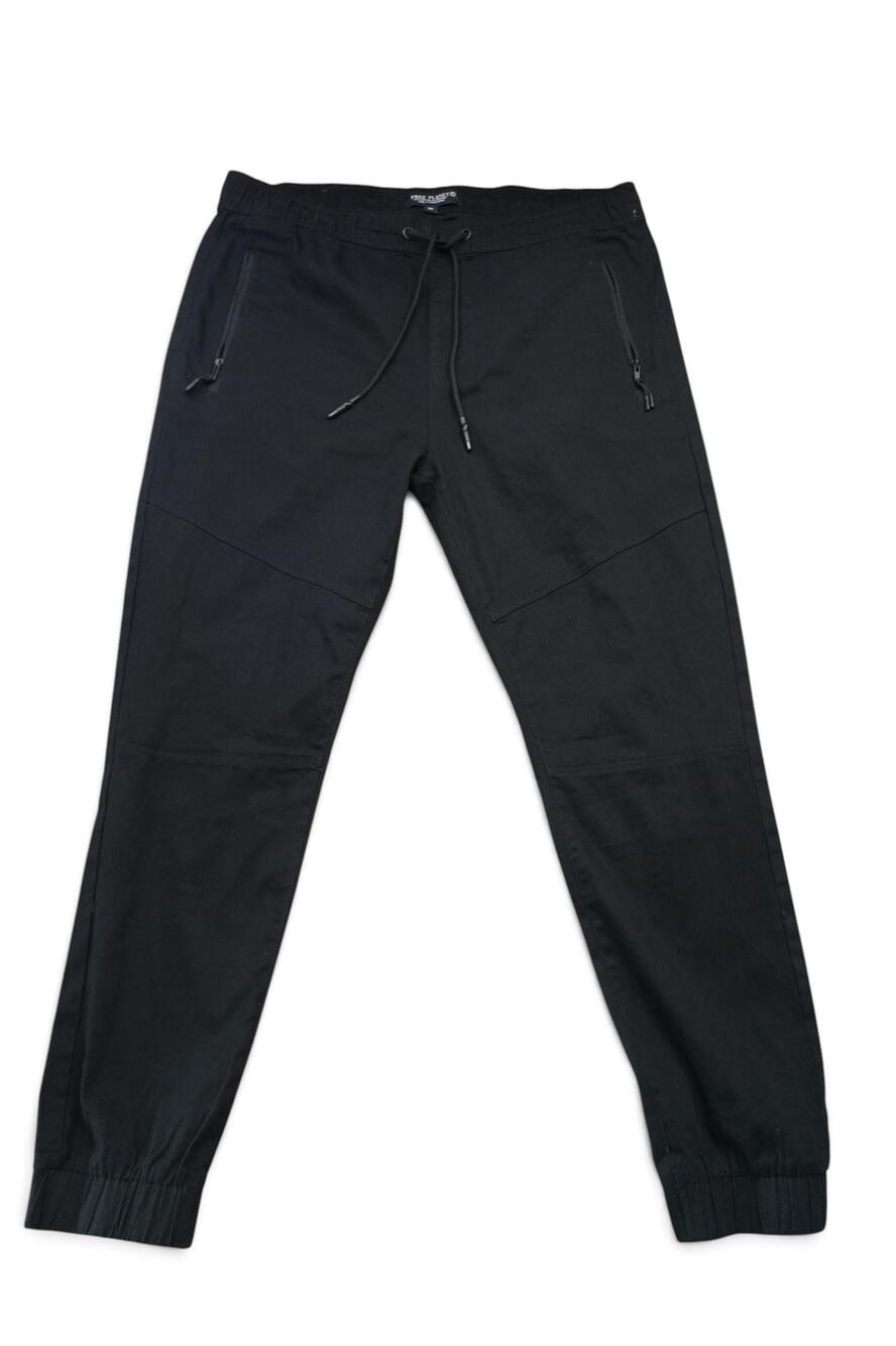 Free Planet Pants Mens 2XL 38x29 Black Jogger Stretch Elastic Waist Pockets